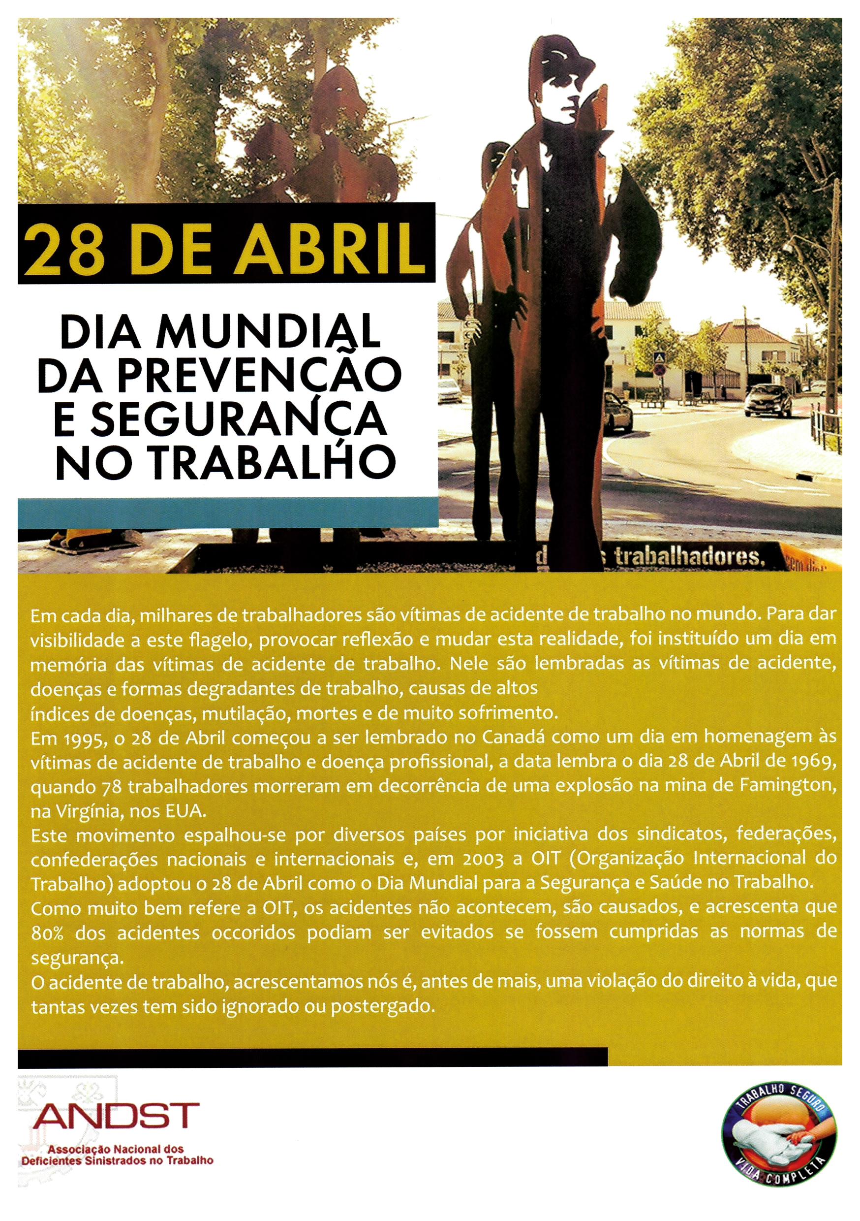 28 de abril_DIA MUNDIAL DA PREVENÇÃO E SEGURANÇA NO TRABALHO